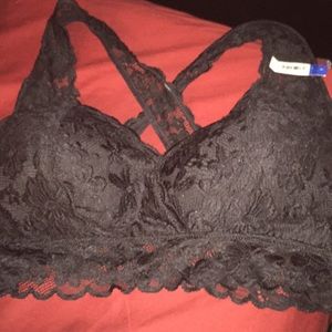 Cross back lace bra
